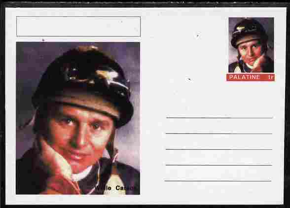 Palatine (Fantasy) Personalities - Willie Carson (horses) postal stationery card unused and fine, stamps on personalities, stamps on sport, stamps on horse racing, stamps on horses