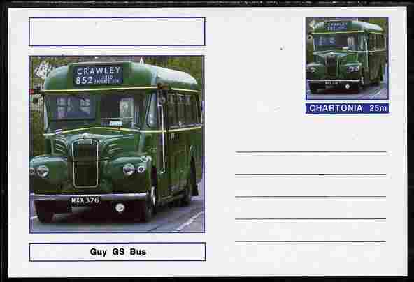 Chartonia (Fantasy) Buses & Trams - Guy GS Bus postal stationery card unused and fine, stamps on , stamps on  stamps on transport, stamps on  stamps on buses