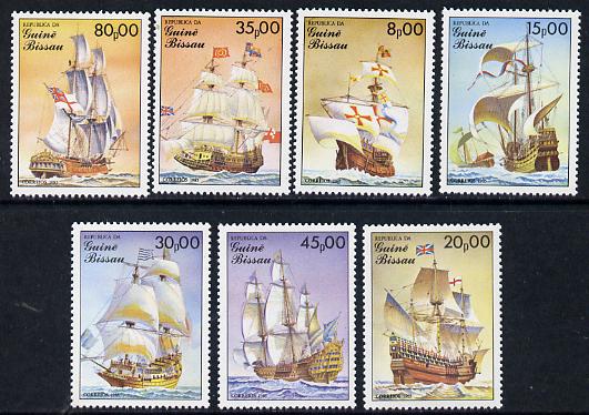 Guinea - Bissau 1985 Early Sailing Ships, perf set of 7 unmounted mint, SG 950-56, Mi 872-78*, stamps on , stamps on  stamps on ships