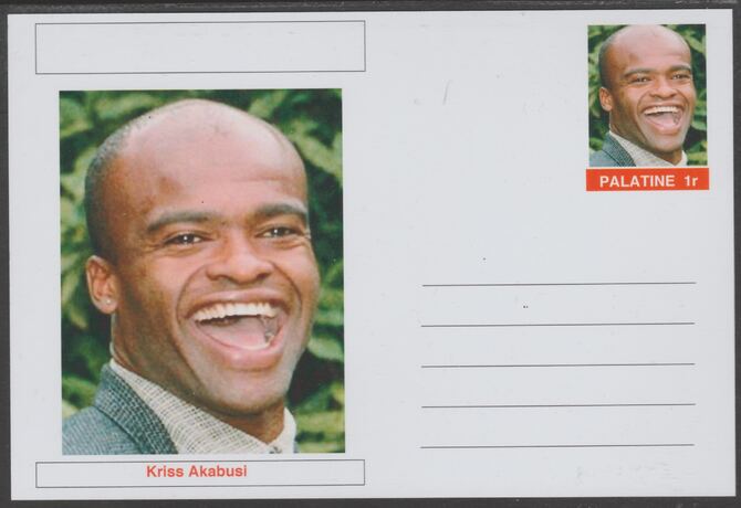 Palatine (Fantasy) Personalities - Kriss Akabusi (athletics) postal stationery card unused and fine, stamps on personalities, stamps on sport, stamps on olympics, stamps on athletics, stamps on running