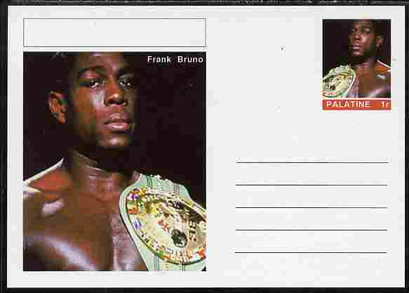 Palatine (Fantasy) Personalities - Frank Bruno (boxing) postal stationery card unused and fine, stamps on , stamps on  stamps on personalities, stamps on  stamps on sport, stamps on  stamps on boxing