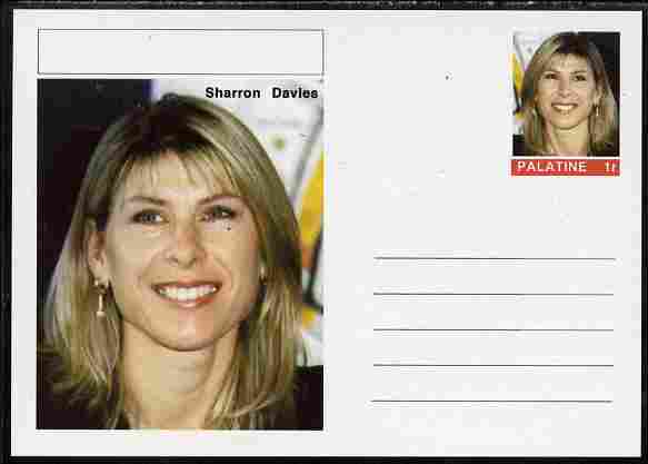 Palatine (Fantasy) Personalities - Sharon Davies (swimming) postal stationery card unused and fine, stamps on personalities, stamps on sport, stamps on swimming