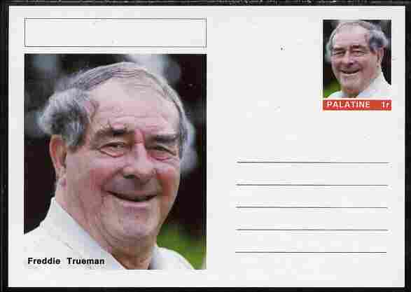 Palatine (Fantasy) Personalities - Freddie Trueman (cricket) postal stationery card unused and fine, stamps on personalities, stamps on sport, stamps on cricket