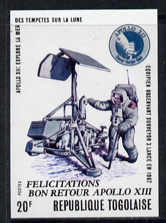 Togo 1970 Apollo Moon Flights 20f (Astronaut & Module) imperf from limited printing, as SG 752 unmounted mint*, stamps on , stamps on  stamps on space