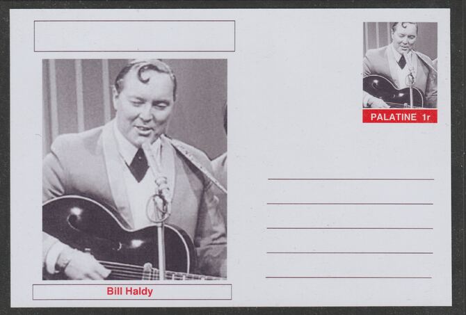 Palatine (Fantasy) Personalities - Bill Haley postal stationery card unused and fine, stamps on , stamps on  stamps on personalities, stamps on  stamps on music, stamps on  stamps on rock, stamps on  stamps on pops