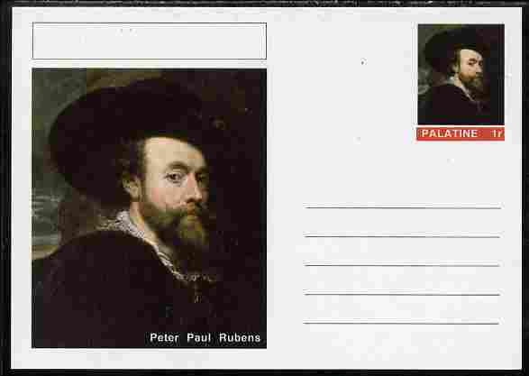 Palatine (Fantasy) Personalities - Peter Paul Rubens postal stationery card unused and fine, stamps on , stamps on  stamps on personalities, stamps on  stamps on arts, stamps on  stamps on rubens