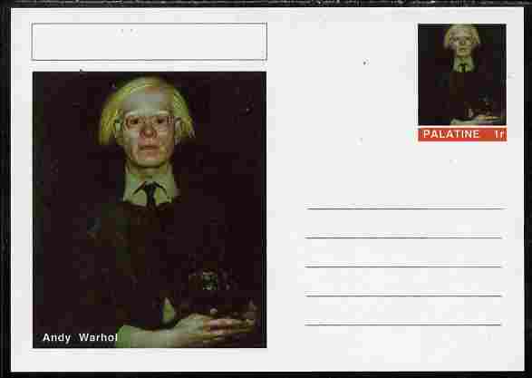 Palatine (Fantasy) Personalities - Andy Warhol postal stationery card unused and fine, stamps on , stamps on  stamps on personalities, stamps on  stamps on arts, stamps on  stamps on warhol