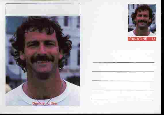 Palatine (Fantasy) Personalities - Dennis Lillee (cricket) postal stationery card unused and fine, stamps on personalities, stamps on sport, stamps on cricket