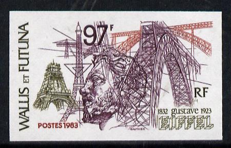 Wallis & Futuna 1983 Gustave Eiffel 97f imperf from limited printing, as SG 418*, stamps on , stamps on  stamps on buildings, stamps on  stamps on monuments, stamps on  stamps on civil engineering, stamps on  stamps on eiffel tower