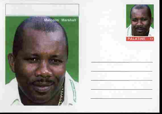 Palatine (Fantasy) Personalities - Malcolm Marshall (cricket) postal stationery card unused and fine, stamps on personalities, stamps on sport, stamps on cricket