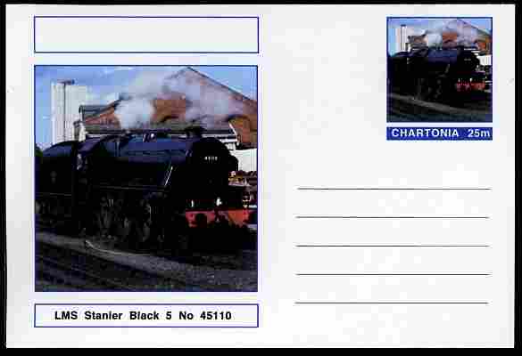 Chartonia (Fantasy) Railways - Stanier Black 5 postal stationery card unused and fine, stamps on , stamps on  stamps on transport, stamps on  stamps on railways