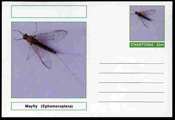 Chartonia (Fantasy) Insects - Mayfly (Ephemeroptera) postal stationery card unused and fine, stamps on , stamps on  stamps on insects, stamps on  stamps on mayflies