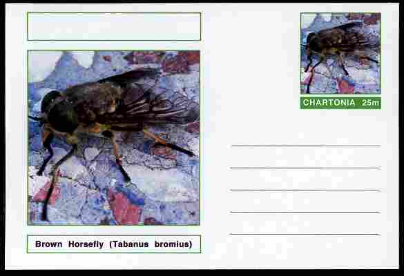 Chartonia (Fantasy) Insects - Brown Horsefly (Tabanus bromius) postal stationery card unused and fine, stamps on insects, stamps on horselies