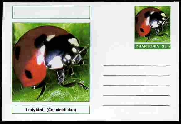 Chartonia (Fantasy) Insects - Ladybird (Coccinellidae) postal stationery card unused and fine, stamps on , stamps on  stamps on insects, stamps on  stamps on beetles