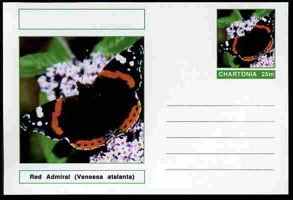 Chartonia (Fantasy) Butterflies - Red Admiral (Venessa atalanta) postal stationery card unused and fine, stamps on , stamps on  stamps on insects, stamps on  stamps on butterflies