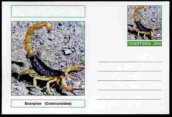 Chartonia (Fantasy) Insects - Scorpion (Centruroides) postal stationery card unused and fine, stamps on insects, stamps on scorpions