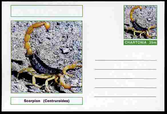 Chartonia (Fantasy) Insects - Scorpion (Centruroides) postal stationery card unused and fine, stamps on , stamps on  stamps on insects, stamps on  stamps on scorpions