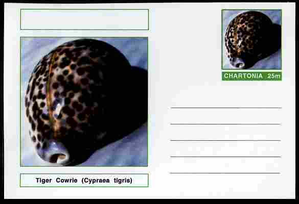 Chartonia (Fantasy) Shells - Tiger Cowrie (Cypraea tigris) postal stationery card unused and fine, stamps on marine life, stamps on shells
