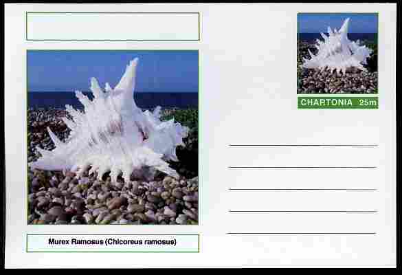 Chartonia (Fantasy) Shells - Murex Ramosus (Chicoreus ramosus) postal stationery card unused and fine, stamps on marine life, stamps on shells