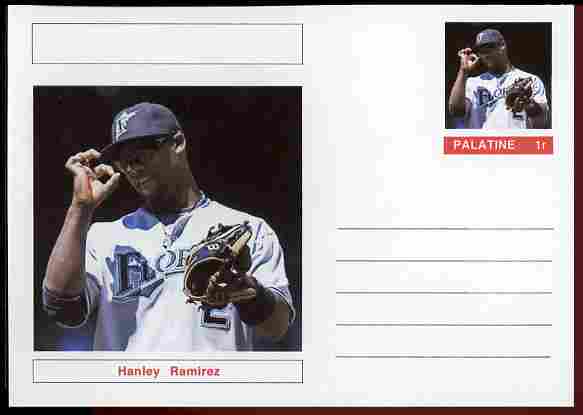Palatine (Fantasy) Personalities - Hanley Ramirez (baseball) postal stationery card unused and fine, stamps on personalities, stamps on sport, stamps on baseball