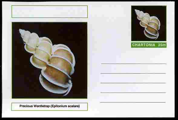 Chartonia (Fantasy) Shells - Precious Wentletrap (Epitonium scalare) postal stationery card unused and fine, stamps on marine life, stamps on shells