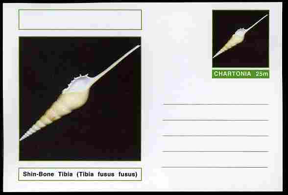 Chartonia (Fantasy) Shells - Shin-Bone Tibia (Tibia fusus fusus) postal stationery card unused and fine, stamps on , stamps on  stamps on marine life, stamps on  stamps on shells