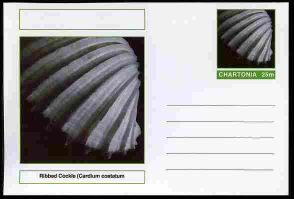 Chartonia (Fantasy) Shells - Ribbed Cockle (Cardium costatum) postal stationery card unused and fine, stamps on , stamps on  stamps on marine life, stamps on  stamps on shells