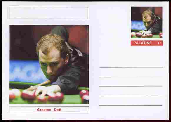 Palatine (Fantasy) Personalities - Graeme Dott (snooker) postal stationery card unused and fine, stamps on , stamps on  stamps on personalities, stamps on  stamps on sport, stamps on  stamps on snooker