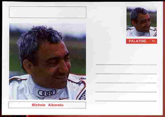 Palatine (Fantasy) Personalities - Michele Alboreto (F1 driver) postal stationery card unused and fine, stamps on , stamps on  stamps on personalities, stamps on  stamps on sport, stamps on  stamps on racing cars, stamps on  stamps on cars, stamps on  stamps on  f1 , stamps on  stamps on formula 1, stamps on  stamps on 