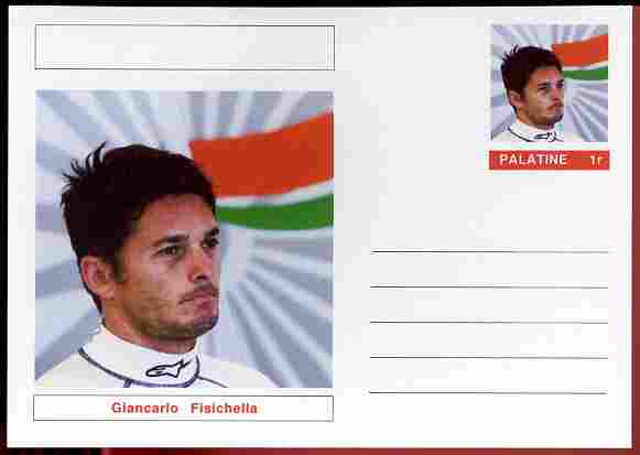 Palatine (Fantasy) Personalities - Giancarlo Fisichella (F1 driver) postal stationery card unused and fine, stamps on , stamps on  stamps on personalities, stamps on  stamps on sport, stamps on  stamps on racing cars, stamps on  stamps on cars, stamps on  stamps on  f1 , stamps on  stamps on formula 1, stamps on  stamps on 