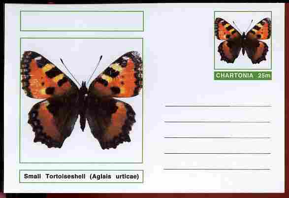 Chartonia (Fantasy) Butterflies - Small Tortoiseshell (Aglais urticae) postal stationery card unused and fine, stamps on insects, stamps on butterflies