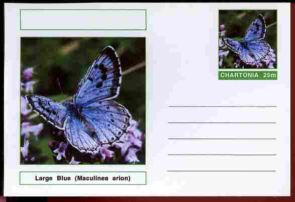 Chartonia (Fantasy) Butterflies - Large Blue (Maculinea arion) postal stationery card unused and fine, stamps on , stamps on  stamps on insects, stamps on  stamps on butterflies