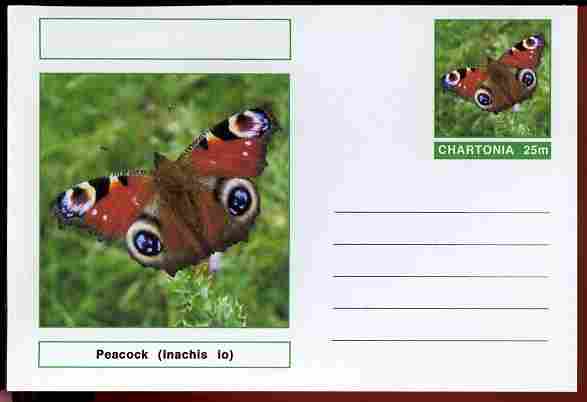 Chartonia (Fantasy) Butterflies - Peacock (Inachis io) postal stationery card unused and fine, stamps on insects, stamps on butterflies
