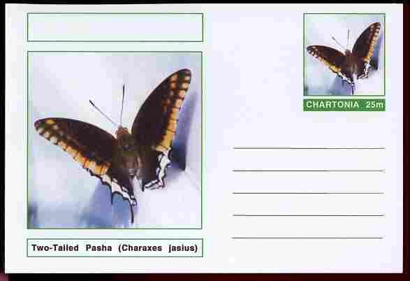 Chartonia (Fantasy) Butterflies - Two-Tailed Pasha (Charaxes jasius) postal stationery card unused and fine, stamps on , stamps on  stamps on insects, stamps on  stamps on butterflies