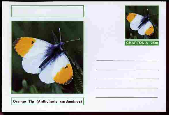 Chartonia (Fantasy) Butterflies - Orange Tip (Anthcharis cardamines) postal stationery card unused and fine, stamps on insects, stamps on butterflies