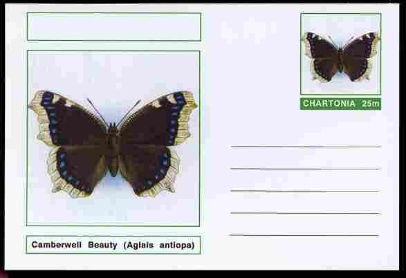 Chartonia (Fantasy) Butterflies - Camberwell Beauty (Aglais antiopa) postal stationery card unused and fine, stamps on , stamps on  stamps on insects, stamps on  stamps on butterflies