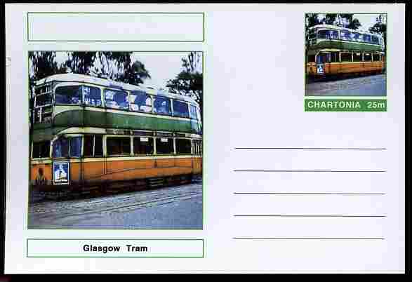 Chartonia (Fantasy) Buses & Trams - Glasgow Tram postal stationery card unused and fine, stamps on transport, stamps on trams