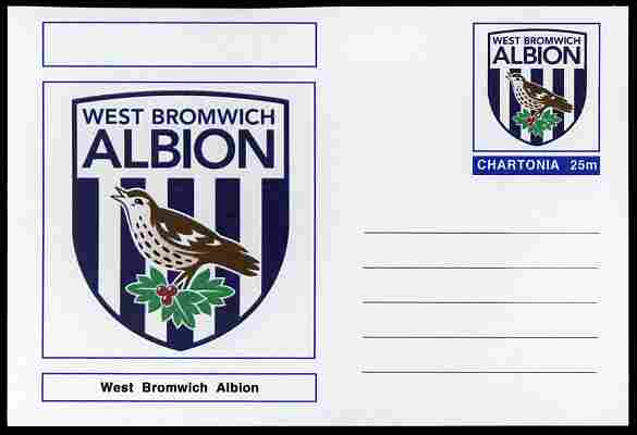 Chartonia (Fantasy) Football Club Badges - West Bromwich Albion postal stationery card unused and fine, stamps on sport, stamps on football