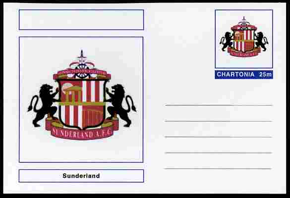 Chartonia (Fantasy) Football Club Badges - Sunderland postal stationery card unused and fine, stamps on , stamps on  stamps on sport, stamps on  stamps on football