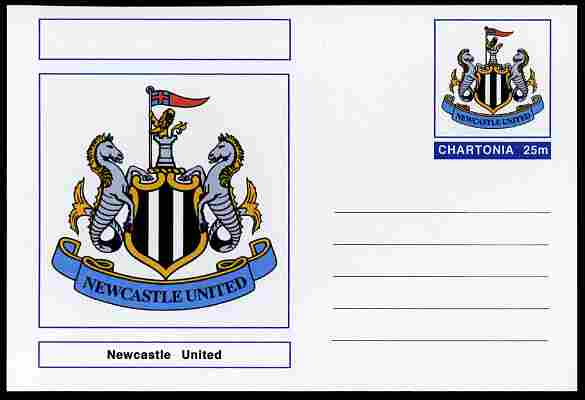 Chartonia (Fantasy) Football Club Badges - Newcastle United postal stationery card unused and fine, stamps on , stamps on  stamps on sport, stamps on  stamps on football