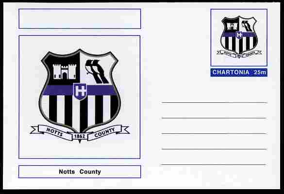 Chartonia (Fantasy) Football Club Badges - Notts County postal stationery card unused and fine, stamps on , stamps on  stamps on sport, stamps on  stamps on football