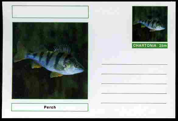 Chartonia (Fantasy) Fish - Perch postal stationery card unused and fine, stamps on , stamps on  stamps on fish, stamps on  stamps on perch