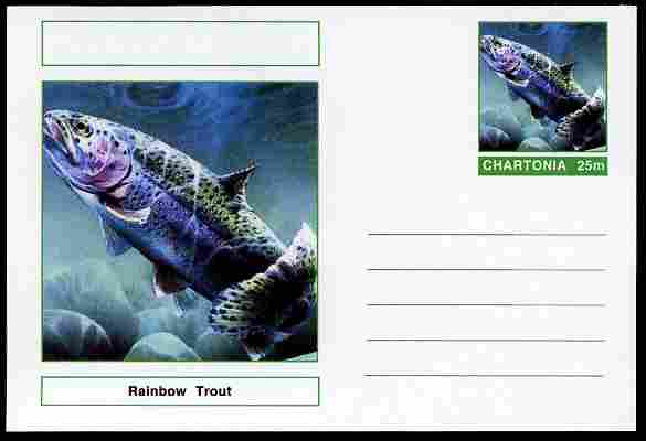 Chartonia (Fantasy) Fish - Rainbow Trout postal stationery card unused and fine, stamps on fish, stamps on trout
