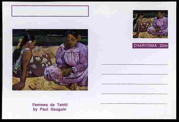 Chartonia (Fantasy) Famous Paintings - Femmes de Tahiti by Paul Gauguin postal stationery card unused and fine, stamps on arts, stamps on gauguin, stamps on women, stamps on 