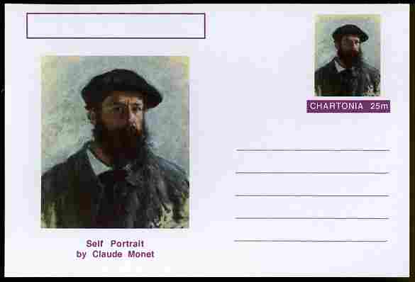 Chartonia (Fantasy) Famous Paintings - Self Portrait by Claude Monet postal stationery card unused and fine