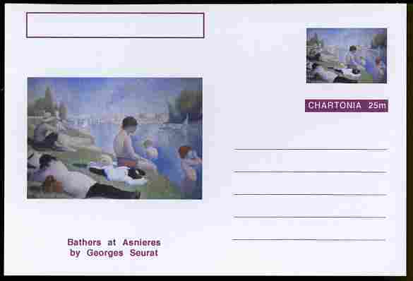 Chartonia (Fantasy) Famous Paintings - Bathers at Asnieres by Georges Seurat postal stationery card unused and fine