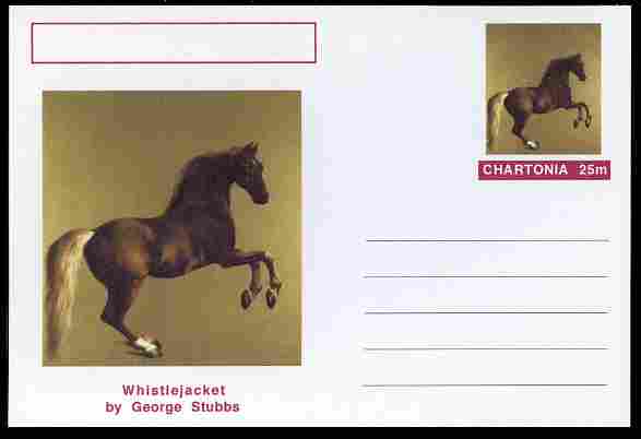 Chartonia (Fantasy) Famous Paintings - Whistlejacket by George Stubbs postal stationery card unused and fine, stamps on arts, stamps on stubbs, stamps on horses, stamps on 