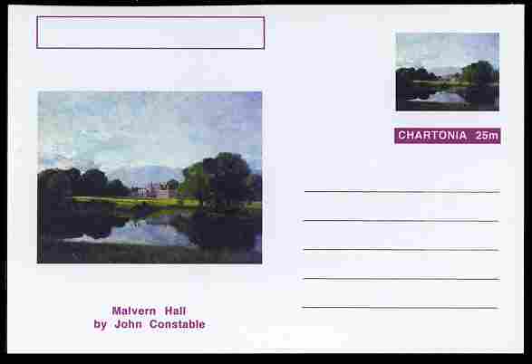 Chartonia (Fantasy) Famous Paintings - Malvern Hall by John Constable postal stationery card unused and fine, stamps on arts, stamps on constable
