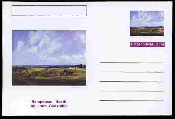 Chartonia (Fantasy) Famous Paintings - Hampstead Heath by John Constable postal stationery card unused and fine, stamps on arts, stamps on constable, stamps on 