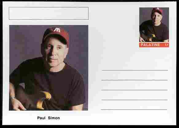 Palatine (Fantasy) Personalities - Paul Simon postal stationery card unused and fine, stamps on , stamps on  stamps on personalities, stamps on  stamps on music, stamps on  stamps on pops, stamps on  stamps on rock, stamps on  stamps on 